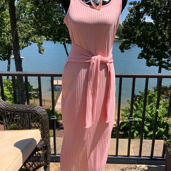 2 Sleeveless Rib MIDI Dresses (Pink and Blue) - Picture 6 of 7